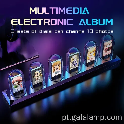 Relógio digital de estilo neon com exibição de tubo brilhante